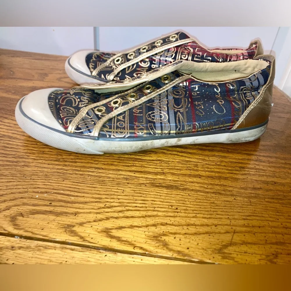 Coach Barrett Tartan Graffiti Sneakers 8.5